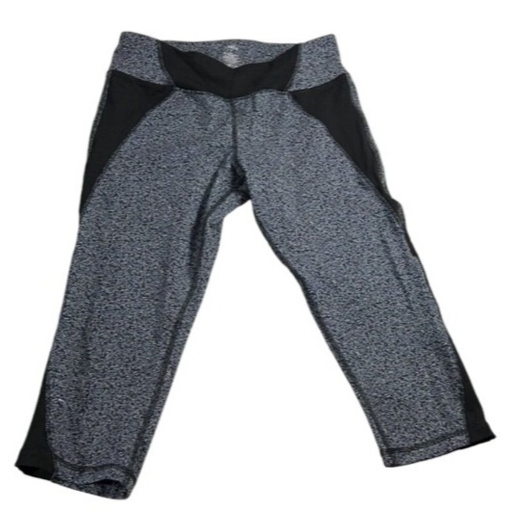 Zobha Womens L Black‎ & White Patterned Crop Leggings